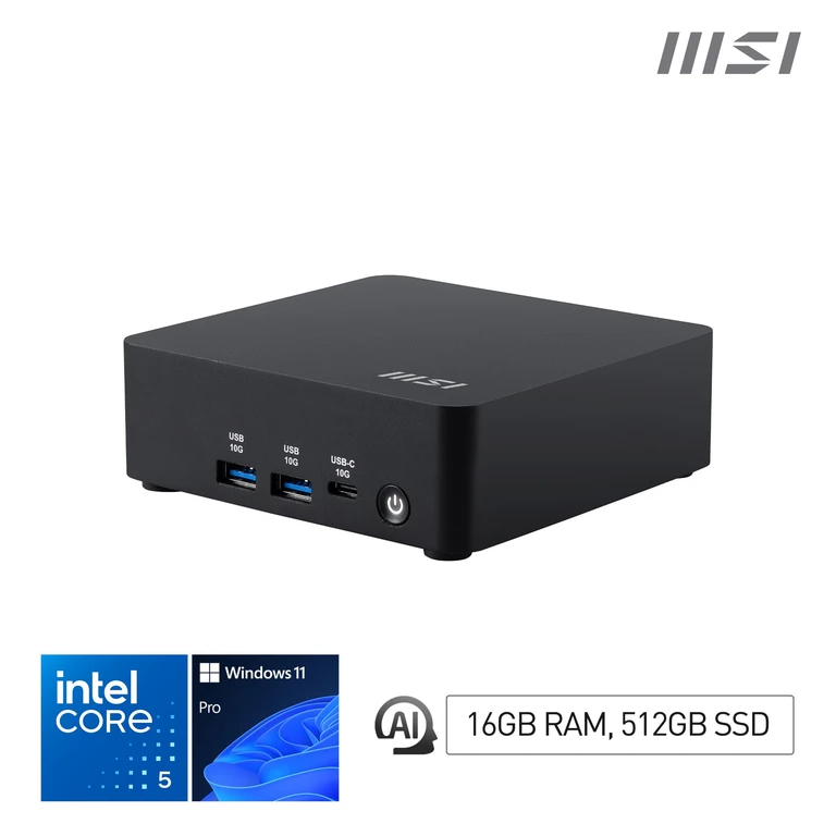 Cubi NUC AI 1UMG Intel Core Ultra 5 125H, Desktop PC, NUC, SFF, Mini Computer, HTPC, (16GB RAM, 512GB Storage, Windows 11 PRO), Intel Graphics/DDR5/Dual ThunderBolt 4/Dual HDMI/Dual LAN/WiFi 6E/BT 5.3/VESA - NUC AI 1UMG i5 125H FS 16GB 512GB W11P