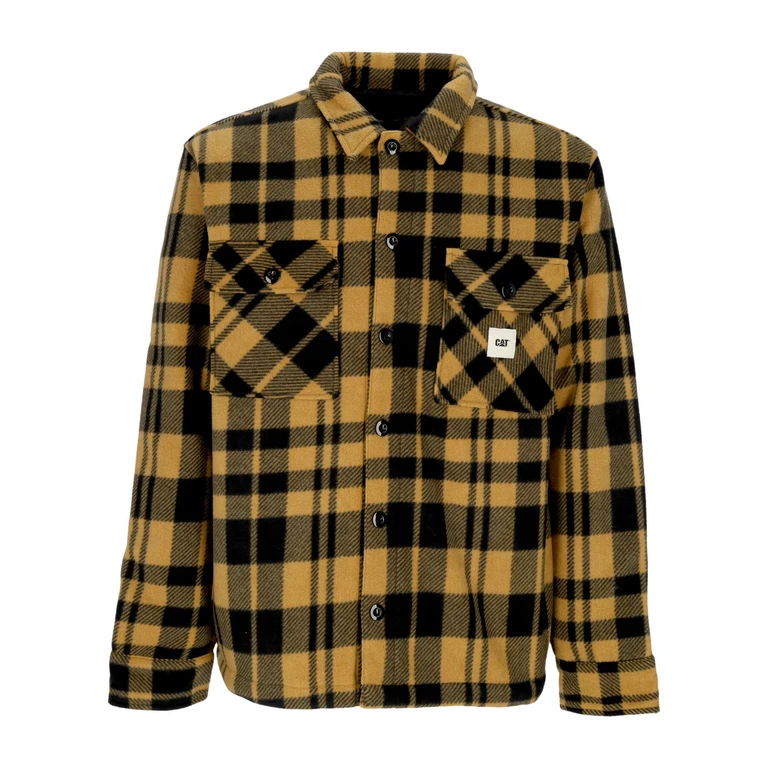 Men's Padded Shirt Plaid Jacket Yellow Check