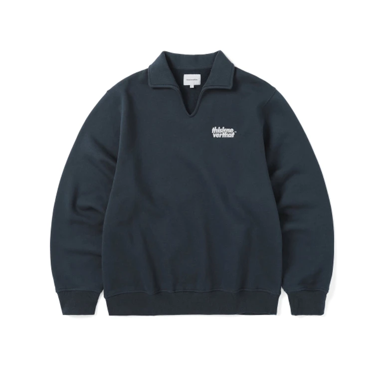 Open Collar Sweatshirt Navy