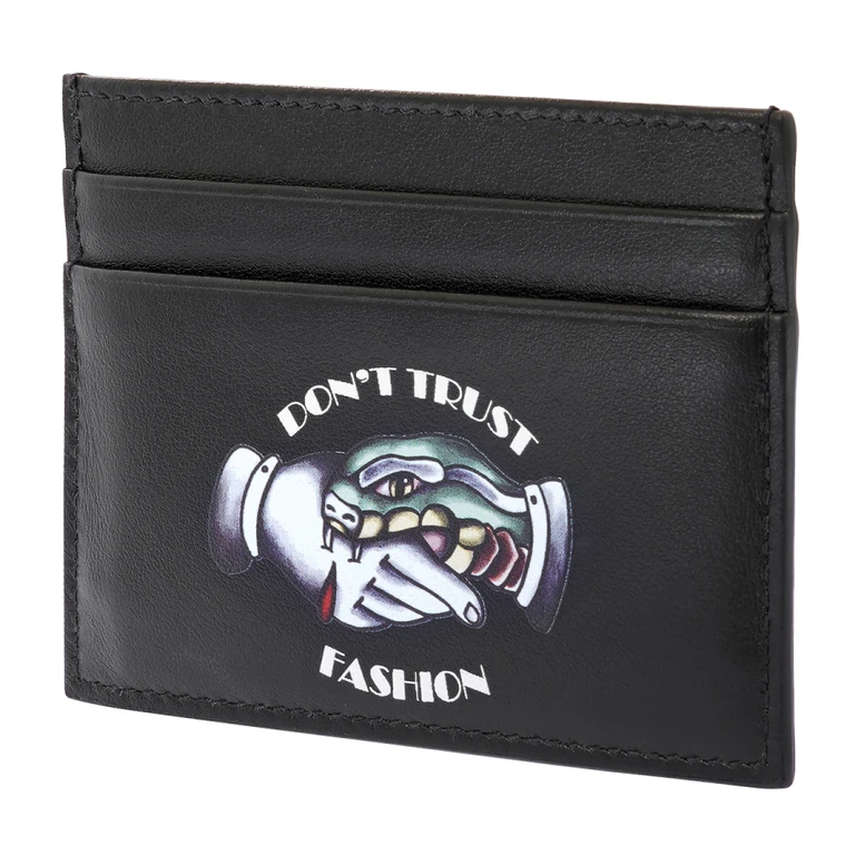 Mens Sceen Print Leather Card Case