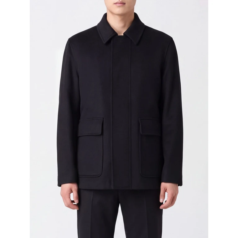 Single-Breasted Short Coat in 100% Virgin Wool with Concealed Closure (ACCULKINCN65602999)
