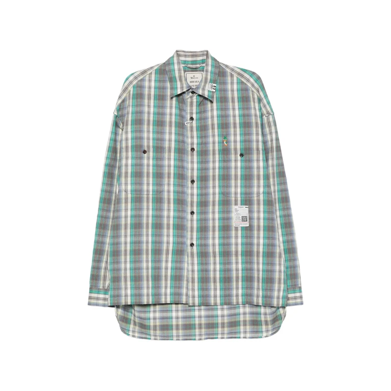 Check-pattern Logo-patch Shirt