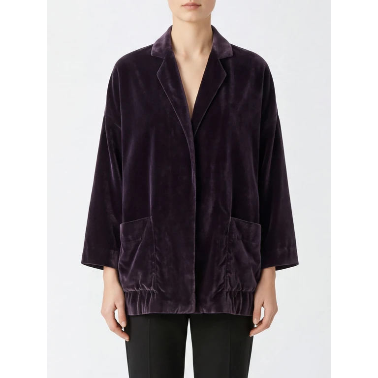 Single-Breasted Cotton Velvet Blazer with Patch Pockets (GI1AIWC42916)