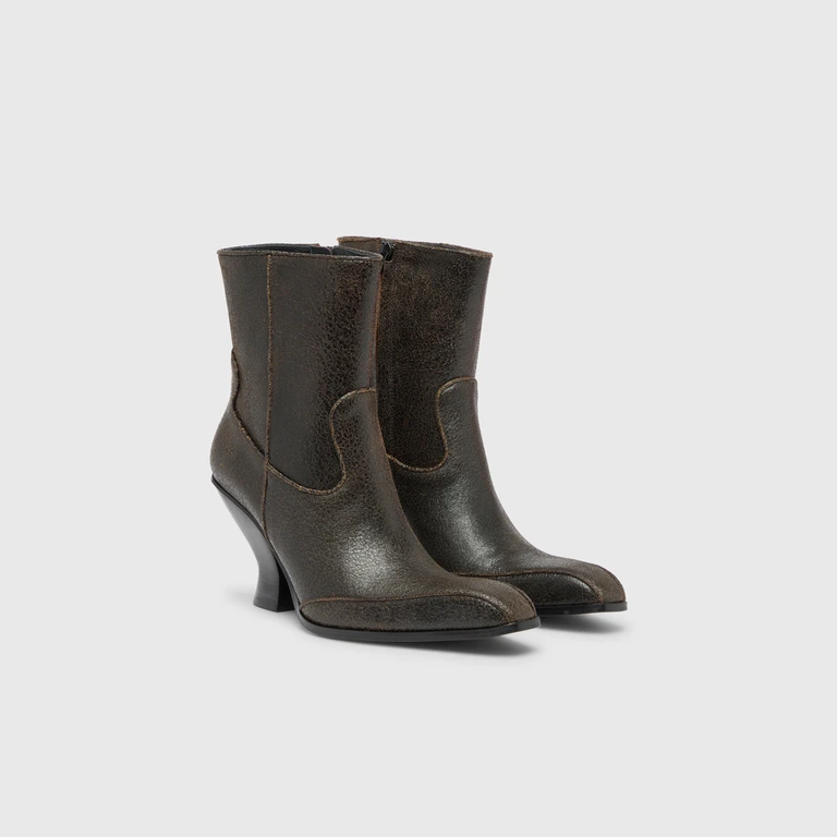 D-Luffy-Ankle boots in crackled leather - Boots - Woman - Brown