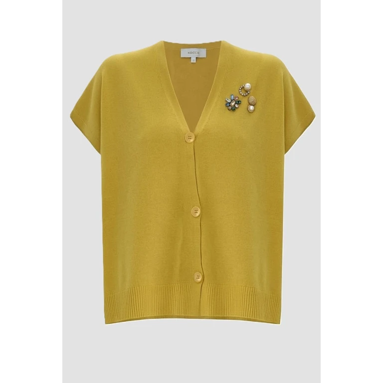 short sleeve cardigan woman green oil