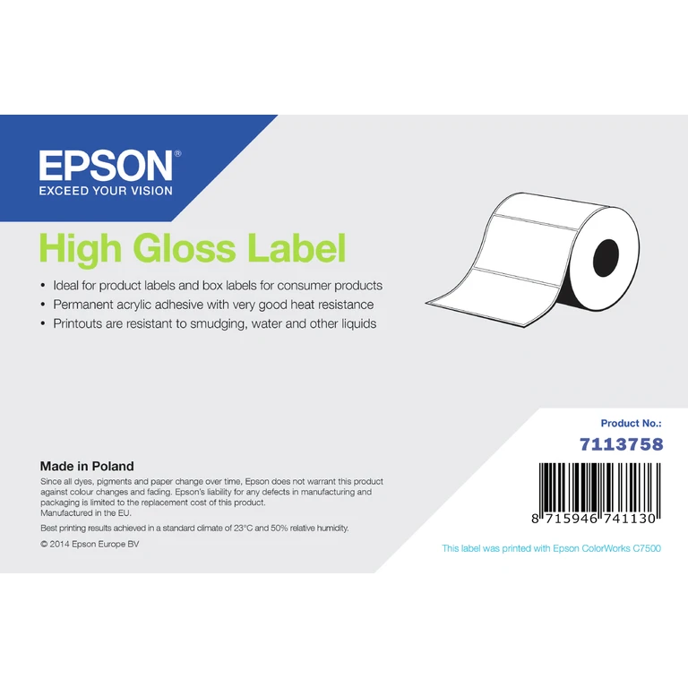 Epson High Gloss Label, Die-Cut Roll, 102mm x 51mm, 2310 Labels