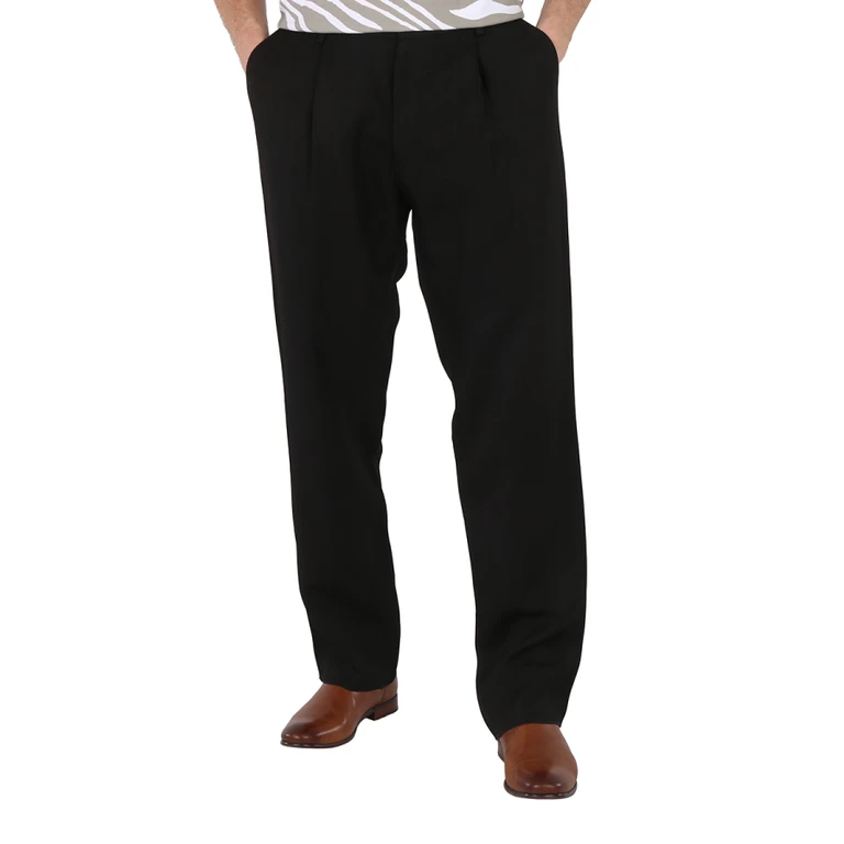 Mens Black Pleated Trousers