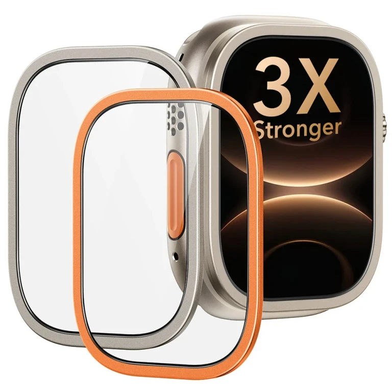 Apple Watch Ultra 3 Armorite® Pro Screen Protector (Bezel) - Titanium / Orange - Titanium / Orange