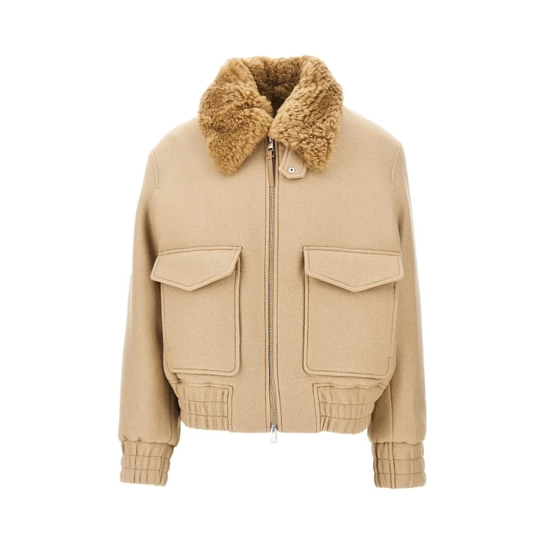 Wool bomber jacket with shearling collar Man M