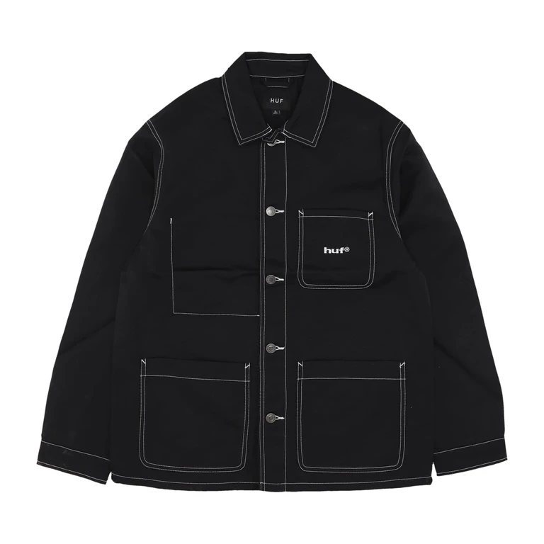 Men's Workwear Jacket Contrast Nylon Chore Jacket Black