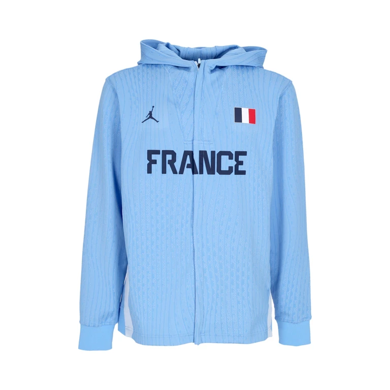 Men's Lightweight Zip Hoodie Dri-fit Adv Basketball Game Jacket Team France Celestine Blue/celestine Blue/obsidian