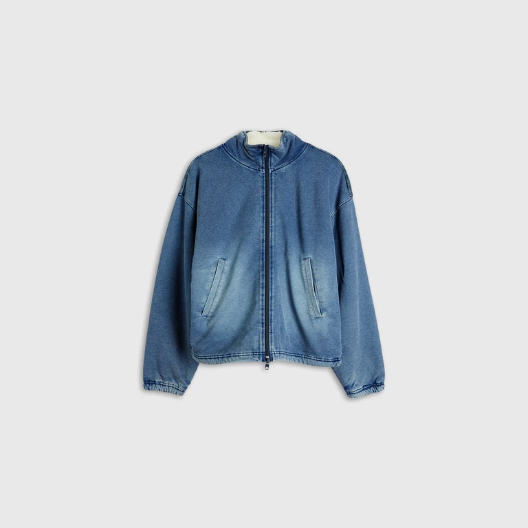 Sweat jacket with denim effect - Jackets - Woman - Blue