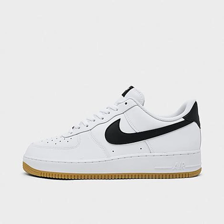 Nike Men's Air Force 1 '07 Casual Shoes in White/Gum Light Brown/Black Size: 7.5