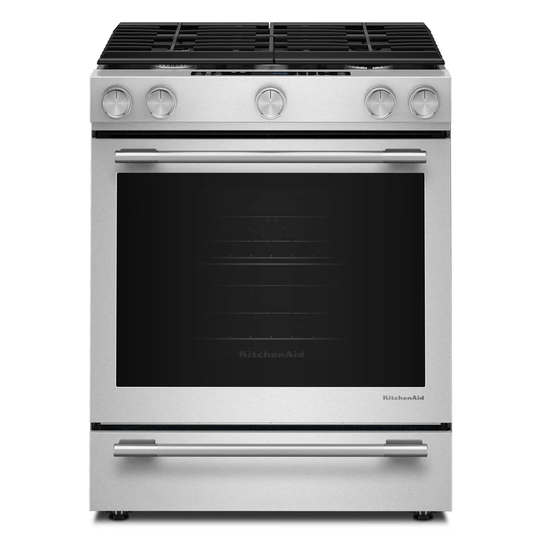 30 in. 5-Burner Dual Fuel Convection Slide-In Range w/ Baking Drawer in Stainless Finish