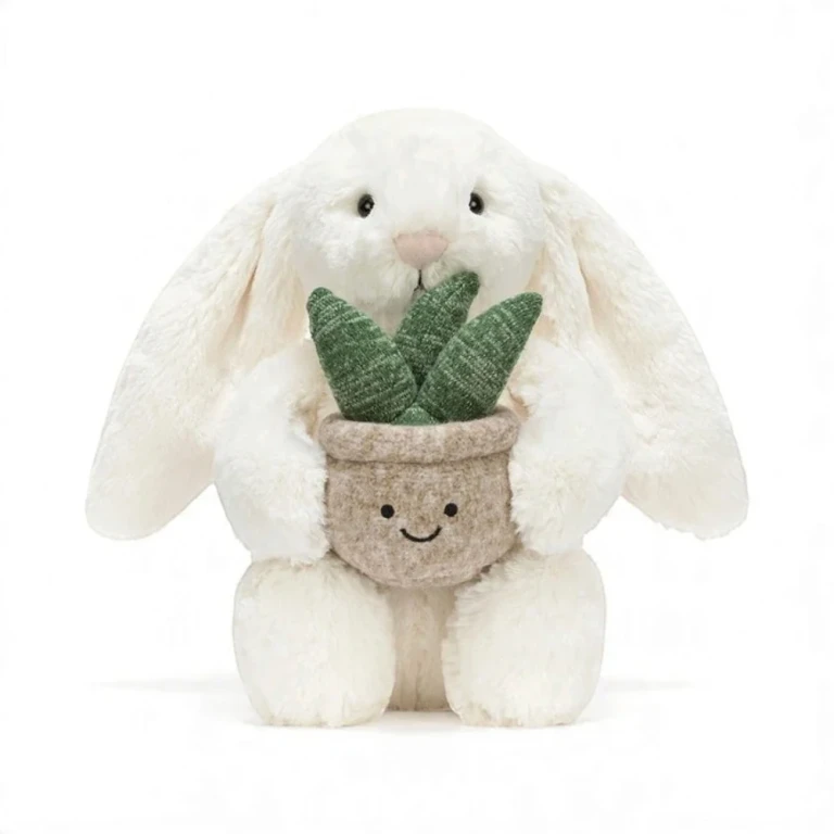 Cream Bunny with Plant soft toy - KIDS Kids One Size