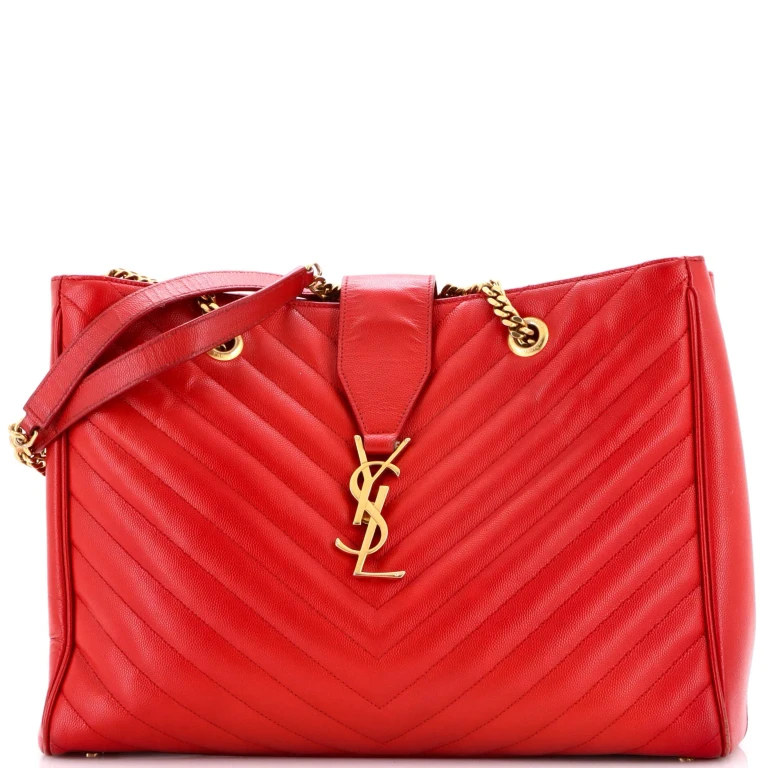 Classic Monogram Shopper Matelasse Chevron Leather Large