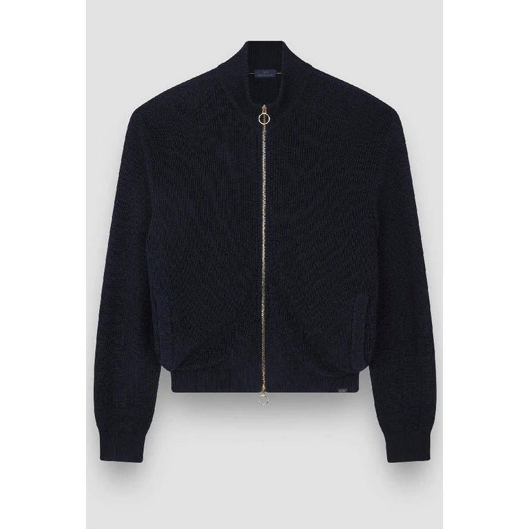 cardigan full zip man blue-gold