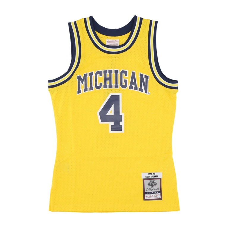 Men's Basketball Tank Top Ncaa Maize Jersey 1991 No 4 Chris Webber Micwol Yellow