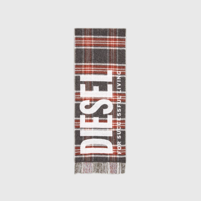 Fringed scarf in check-jacquard wool blend - Scarf - Man - Multicolor