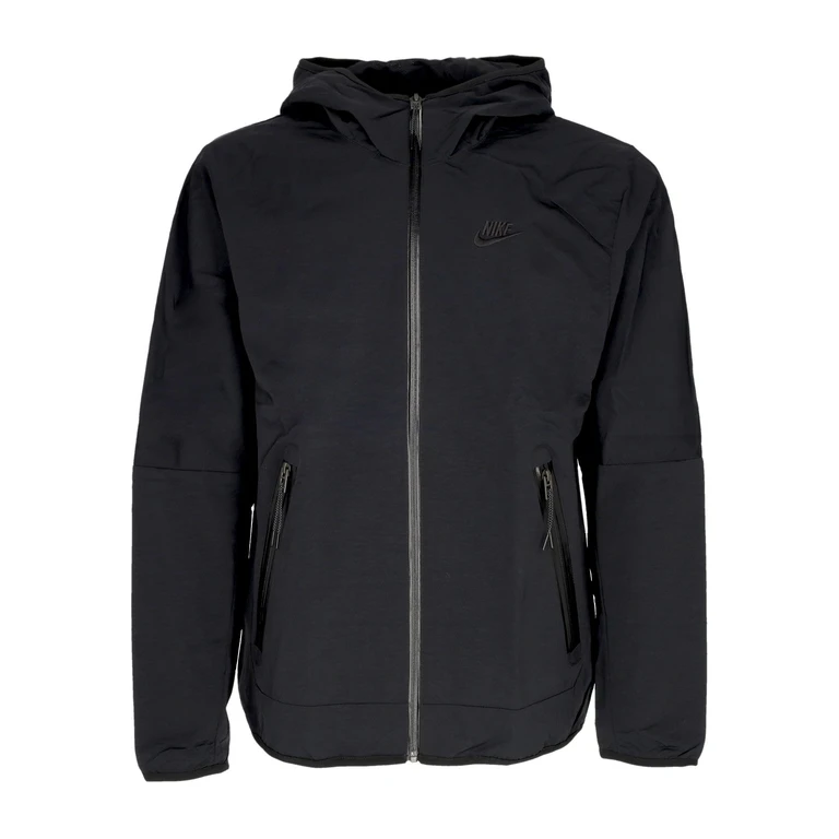 Men's Tech Woven Windbreaker Full-zip Lined Hooded Jacket Black/black
