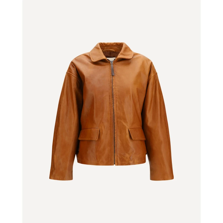Glossy leather Jacket with back martingale Female 38