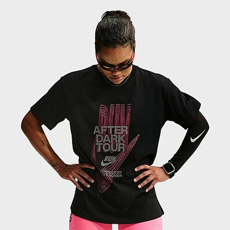 Nike Women's After Dark Tour Dri-FIT Short-Sleeve Running T-Shirt in Black Size: XS