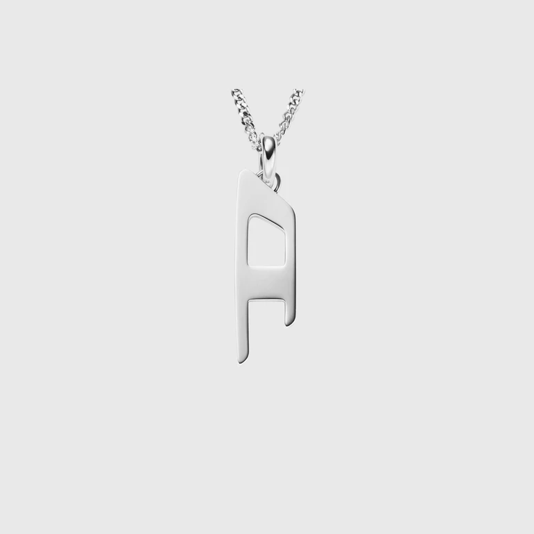Stainless steel d logo pendant necklace - Necklaces - Unisex - Silver