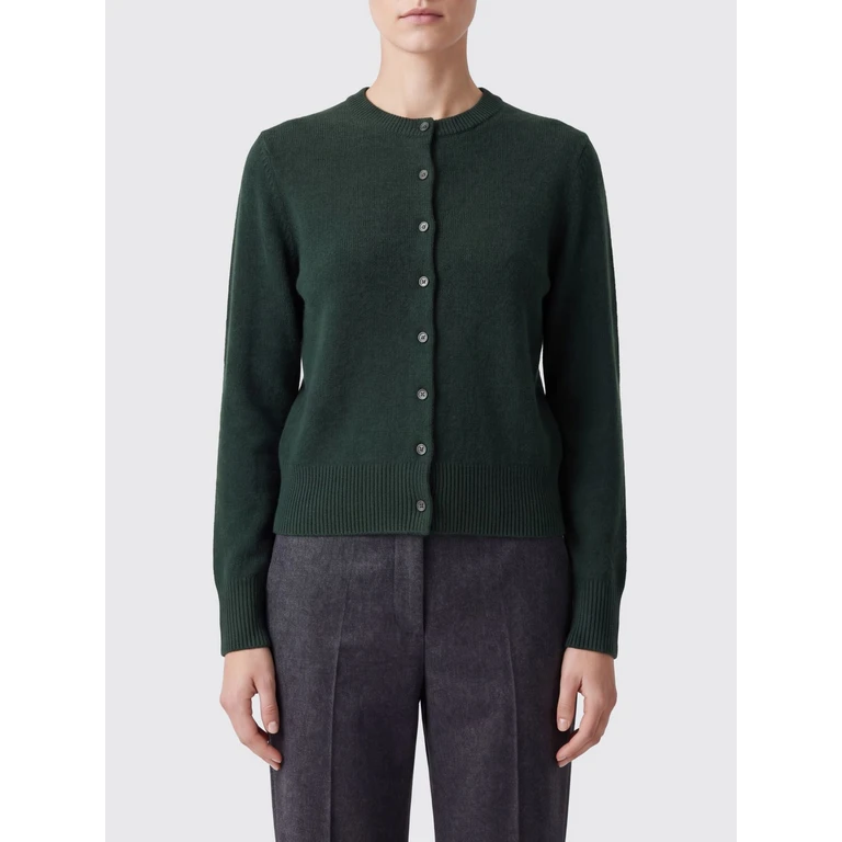 Crewneck Button-Up Cardigan in Pure Cashmere (N435LITTLELAMBFOREST)