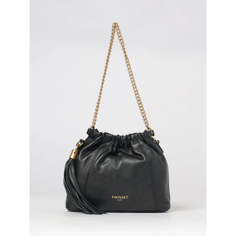 Smooth Leather Bucket Bag with Metallic Mesh Handle (262TD818100006)