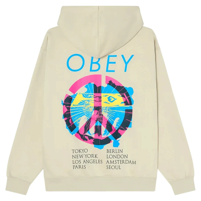 phenol Obey peace brick hood fleece - moonstruck