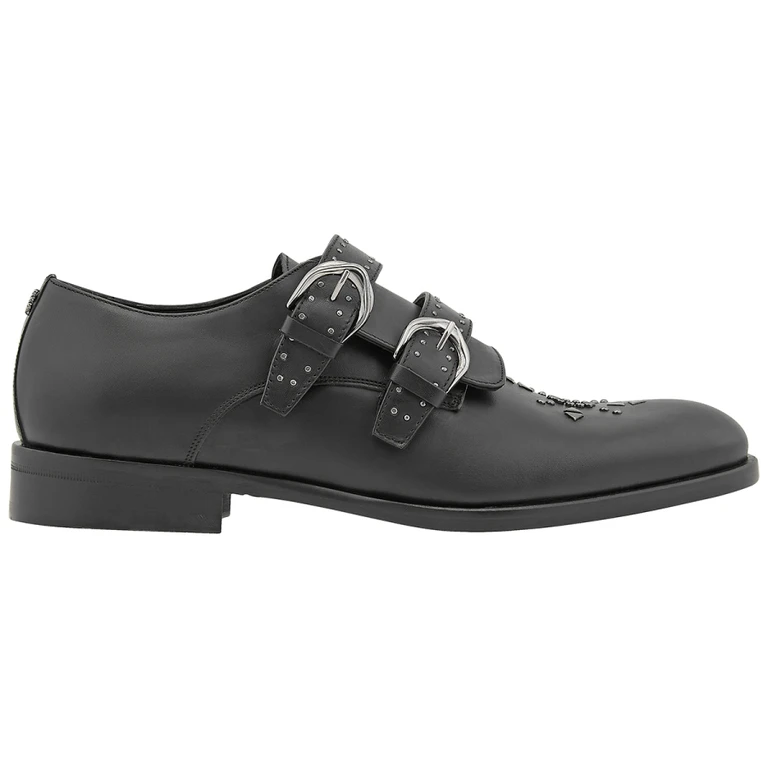 Mens Black Vitellino Buckled Loafers