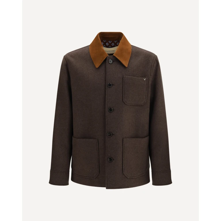 Wool Jacket with suede collar Male 50