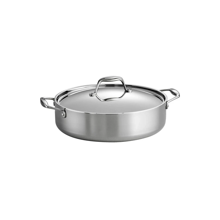 Tri-Ply Clad Stainless Steel 6-Quart Braiser Pan with Lid
