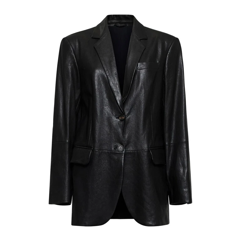 Women's Black Leather Blazer