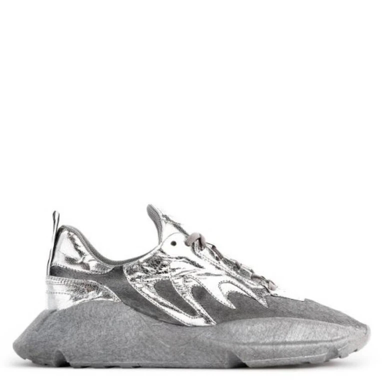 Ladies Silver Calf Hair V1per Low-top Sneakers