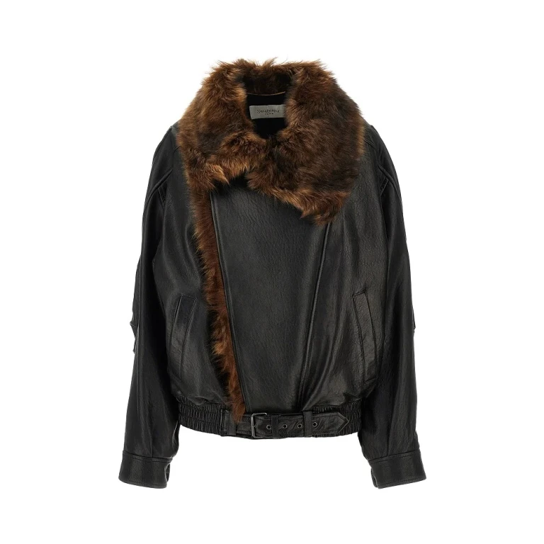 Nappa leather jacket with shearling collar Woman 38