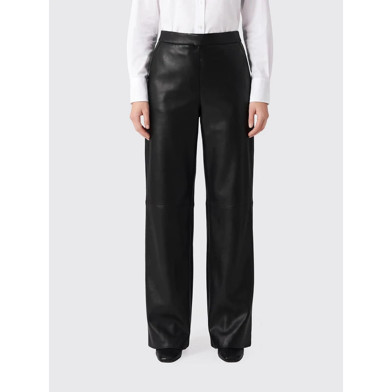 Wide-Leg Trousers in Smooth Synthetic Leather (2629786033600006)