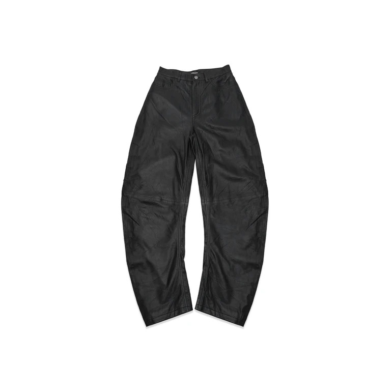 basket barrel leg leather pants