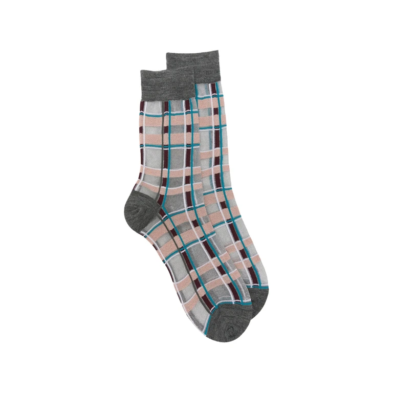 Brill Short Check-pattern Metallic-thread Socks