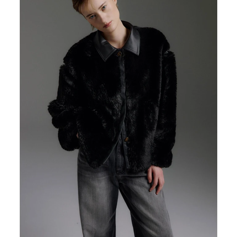 MILOS Faux Fur Panel Jacket [Black]