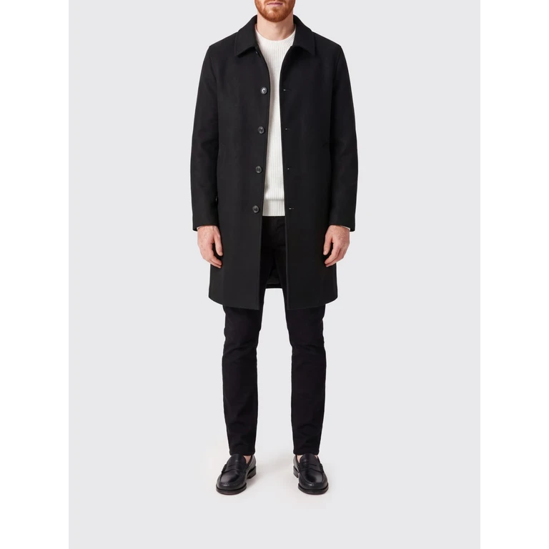 Knee-Length Single-Breasted Wool Blend Coat with Classic Collar (RAULARBUSVARZI901)
