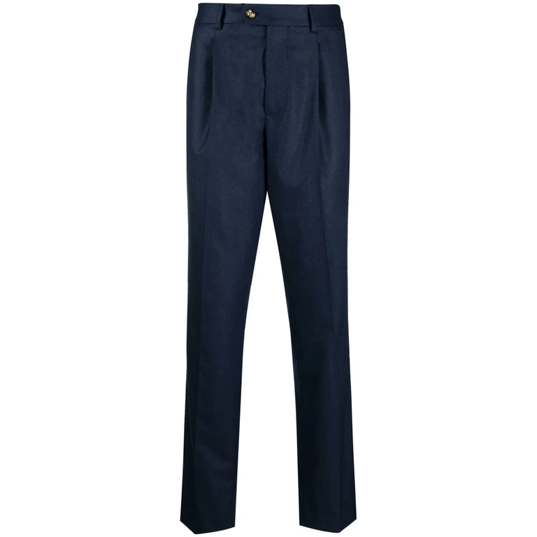 Virgin Wool Flannel Trousers With Pleat