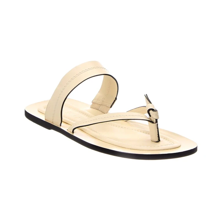 Ivory Tie Flat Leather Sandal