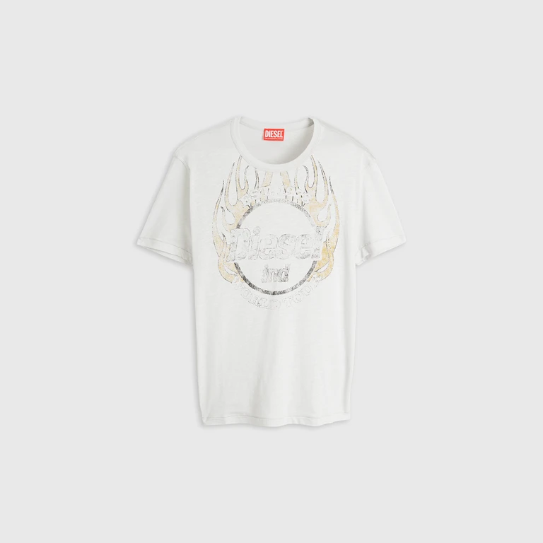 T-shirt in slub-jersey with crack print - T-Shirts - Man - White