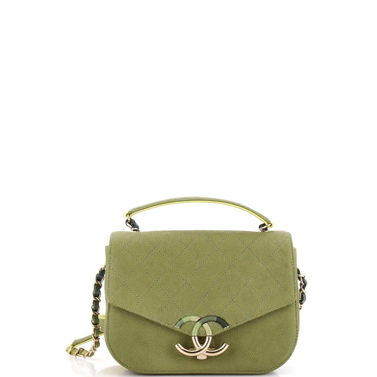 Thread Around Flap Bag Quilted Caviar Small