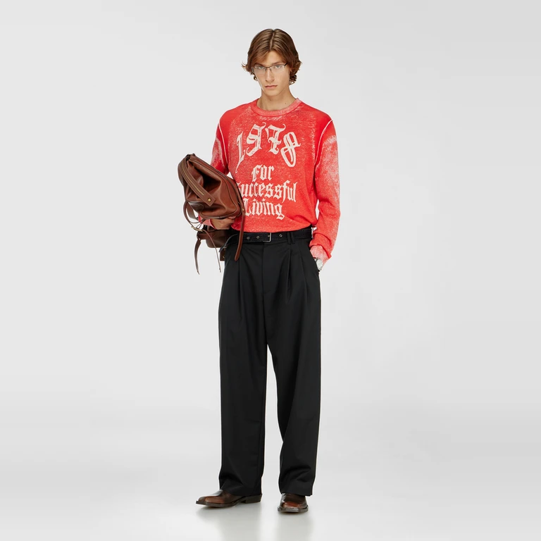 Jumper with reverse print - Knitwear - Man - Red