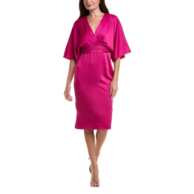 Theia Kimono Satin Cocktail Dress