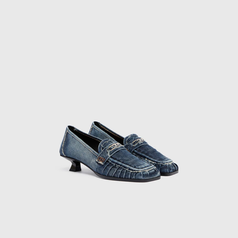 D-Amber-Penny loafers in denim - Moccasins and Mules - Woman - Blue
