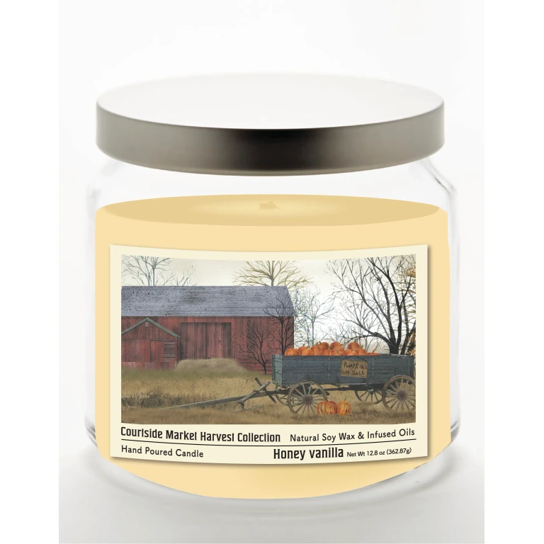 Harvest Collection Barn 12.8 Oz Candle Glass Jar with Brushed Silver Metal Lid