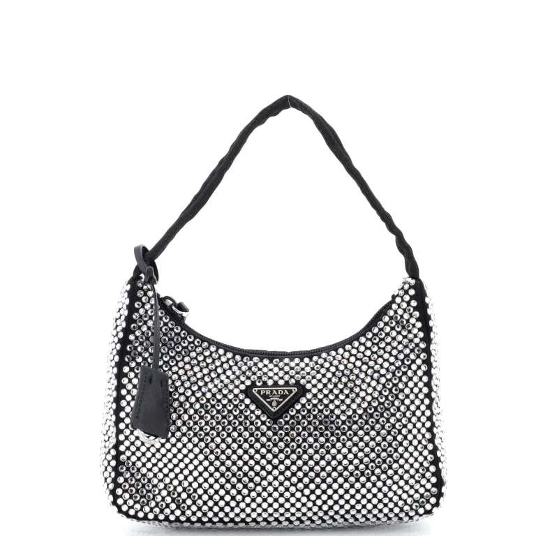 Re-Edition 2000 Hobo Crystal Embellished Satin Mini